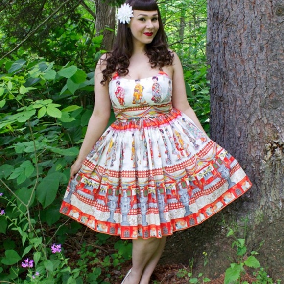 Bernie Dexter Geisha Retro Pin Up Dress Rare HTF Japanese Print Plus Size 2X - Picture 4 of 15